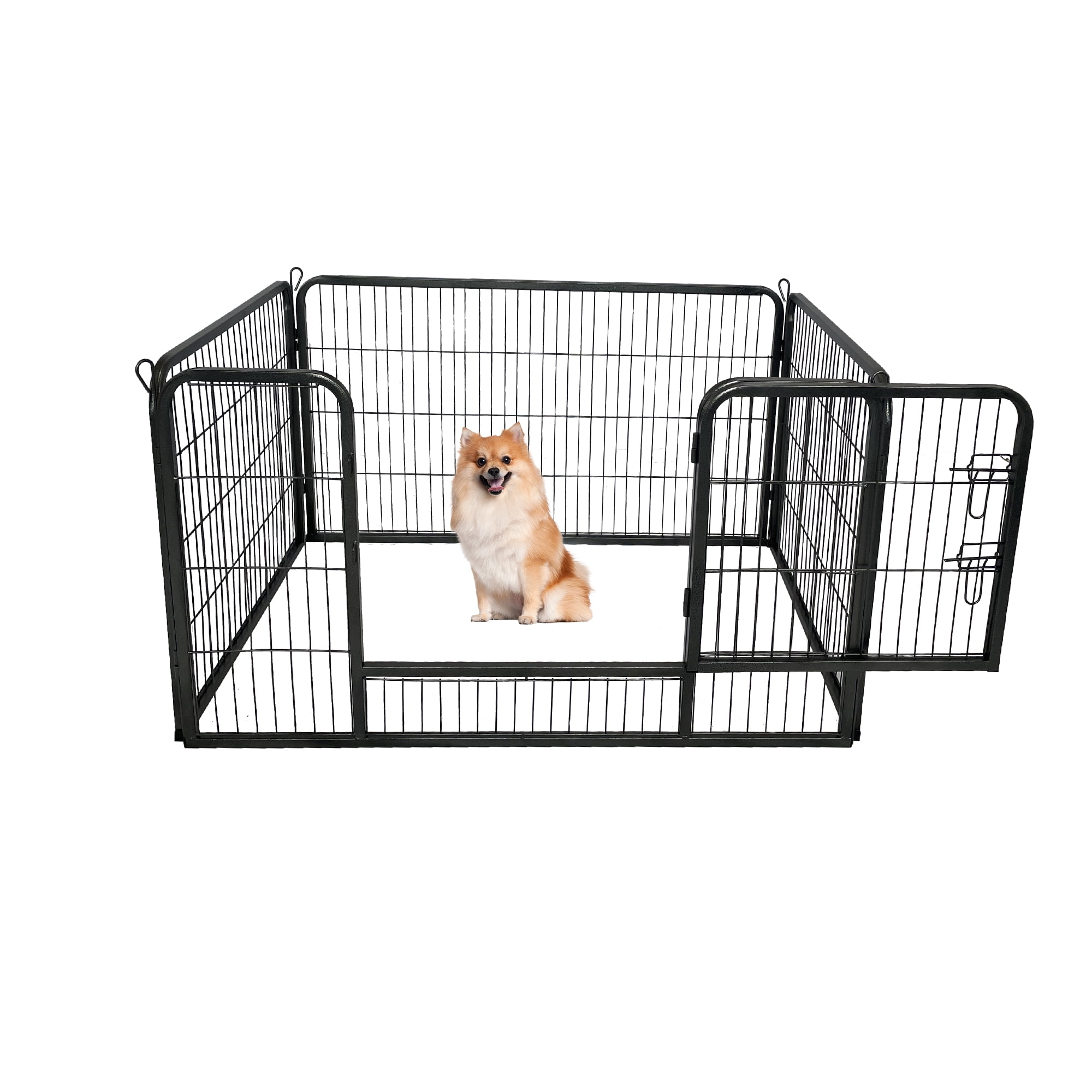 Pefilos 27" Dog Fence 4-Panels Indoor Metal Puppy Dog Run Fence / Iron Pet Dog Playpen, Black Pefilos 27" Dog Fence 4-Panels Indoor Metal Puppy Dog Run Fence / Iron Pet Dog Playpen, Black