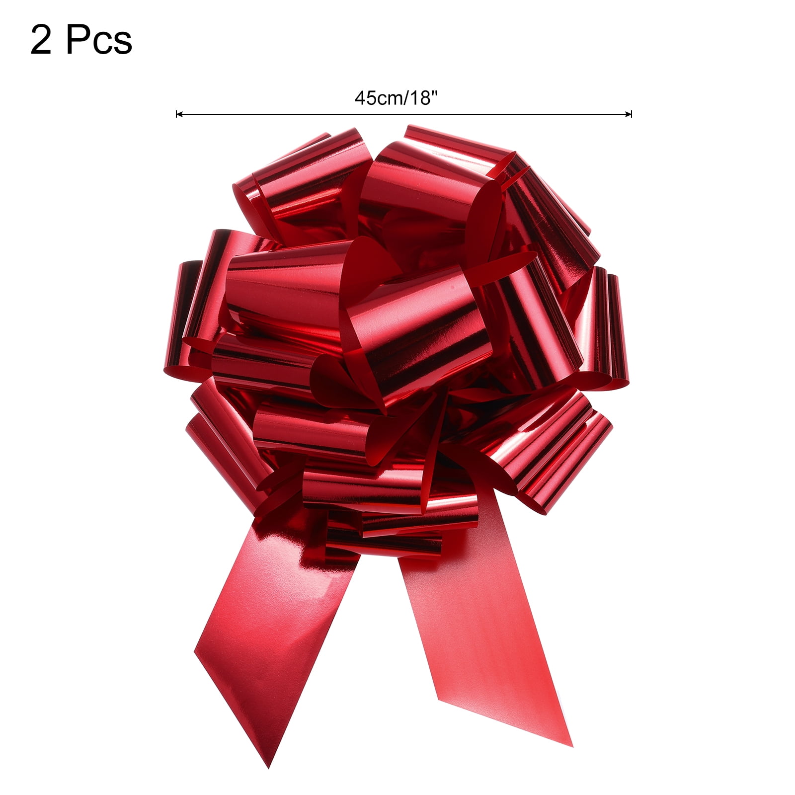 Uxcell 2pcs 18" Extra Giant Large Pull Bow Christmas Metallic Car Gift Wrapping Bows for Wedding Gift, Red