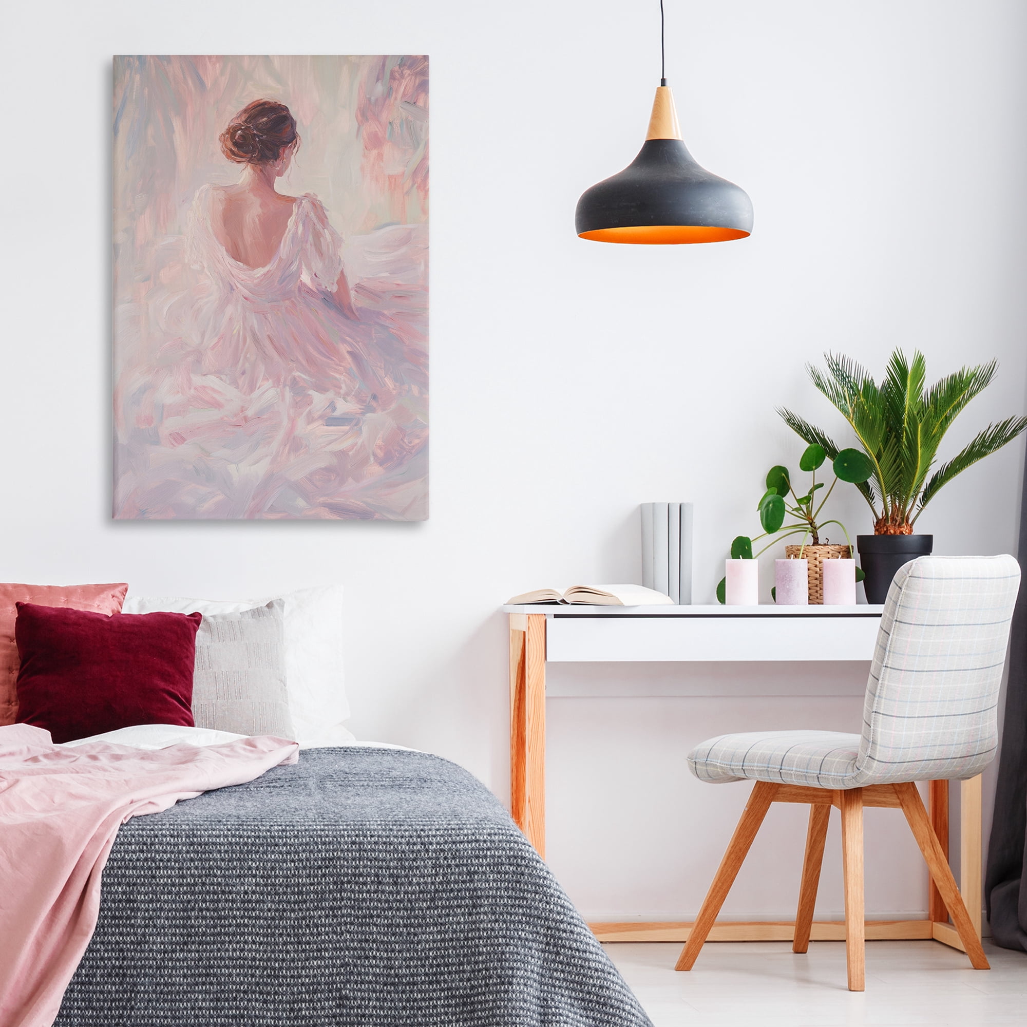 Stupell Industries Graceful Woman in Blush Gown Canvas Wall Art, design by Petal Prints Design
