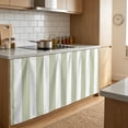 thumbnail image 4 of Sage Green Striped Cabinet Curtain 28"W x 51"L, Modern Farmhouse Sage Green White Stripes Dust-Proof Privacy Curtain for Closet Shelves Self Adhesive, Sink Skirt for Bathroom Vanity Kitchen Laundry, 4 of 9