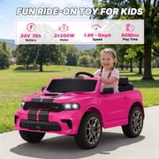 Dodge Electric Ride on Cars for Kids, 24V Licensed Dodge Durango Powered Ride on Toy with Parent Remote Control, Electric Car Vehicle for Girls 3-6 w/Music Player/LED Light/Safety Belt, Pink
