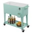 thumbnail image 6 of OverPatio 80QT Trolley Frozen Warm Function,Spray Cooler Cart,Ice Beer Beverage Chest with Shelf Wheel (Mint), 6 of 6