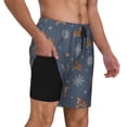 thumbnail image 3 of Picia Squirrel And Snowflakes pattern Mens Swim Trunks with Compression Liner Stretch Beach Shorts Quick Dry with Zipper Pockets No-Chafing Board Shorts-XX-Large, 3 of 9