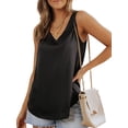 thumbnail image 5 of Womens Silk Satin Tank Tops Casual Sleeveless V Neck Camisole Blouses Summer Vest Basic Shirt, 5 of 9