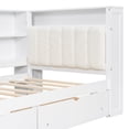 thumbnail image 5 of Twin Size Bed Frame with Storage Shelves and Drawers, LED Lights Bed Frame with Desk and Charging Station for Bedroom, Apartment,Mattress not included, White+Beige Cushion, 5 of 12