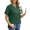 thumbnail image 5 of UVN Blouses for Women Summer Short Sleeve Shirts Casual Crew Neck Pleated Tunic Tops, 5 of 10