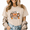 Apricot-2, variant on Women's Boujee Leopard Bow T-Shirt - Glamorous Fall Graphic Tee, Retro Acid Wash Short Sleeve Top