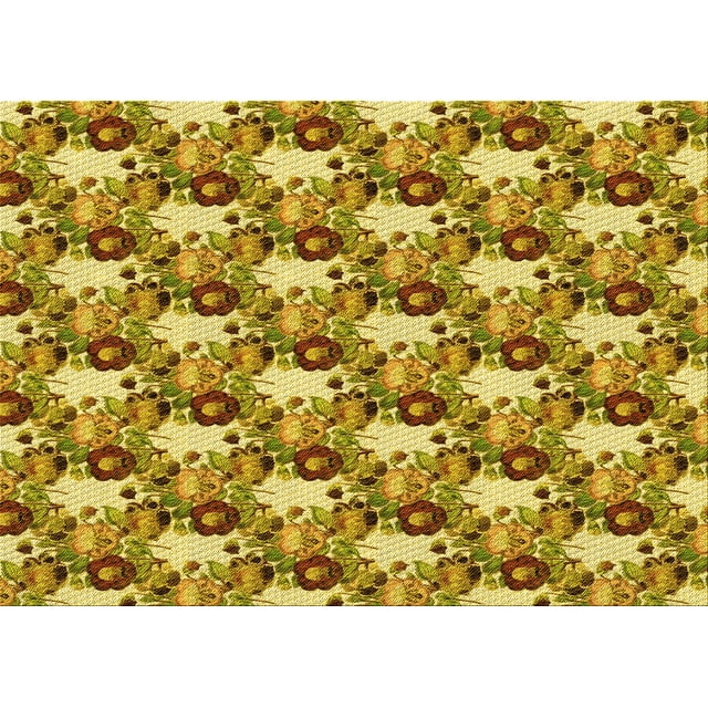Ahgly Company Tapis d'Intérieur Lavables en Machine Rectangle Transitionnel Brun Doré Jaune, 5' x 7'