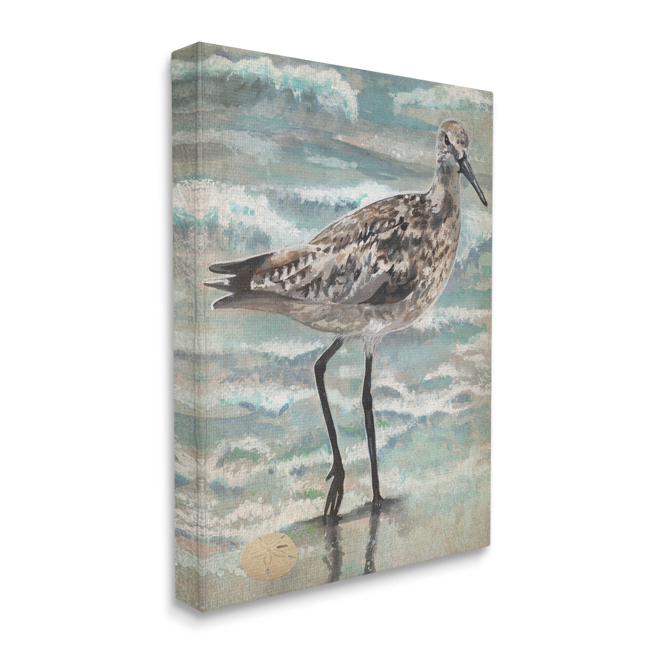 Stupell Industries Sandpiper Stepping Beach Coast Painting Gallery Wrapped Canvas Print Wall Art, Design by Erica Christopher