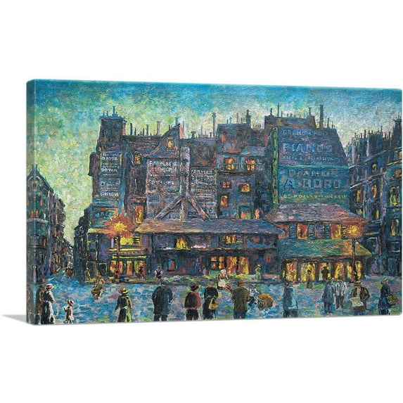 ARTCANVAS Paris Animated Street Evening 1896 Canvas Art Print by Maximilien Luce - Size: 18" x 12" (1.50" Deep)