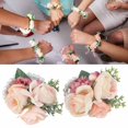 thumbnail image 1 of 2Pcs Faux Pearl Wrist Flower Set Wedding Bracelet Artificial Floral Accessory for Bride Mother Day, 1 of 7