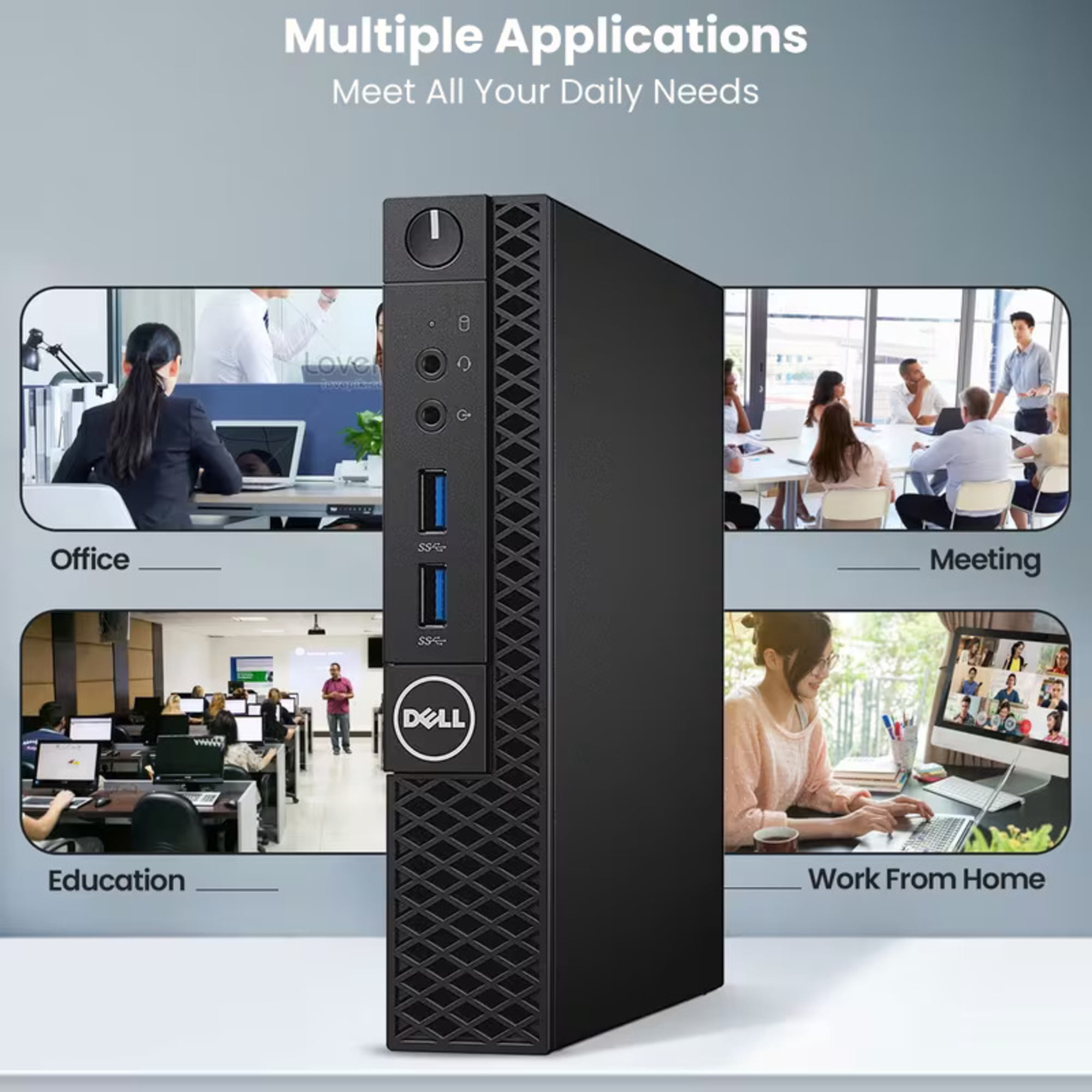 Restored Dell 3060 Micro Desktop Computer — Intel Core i3-8100t 8th Gen — 8GB DDR4 RAM — 128GB SSD — Keyboard & Mouse — Wi-Fi — Bussiness Desktop Mini PC — Window 11 Pro