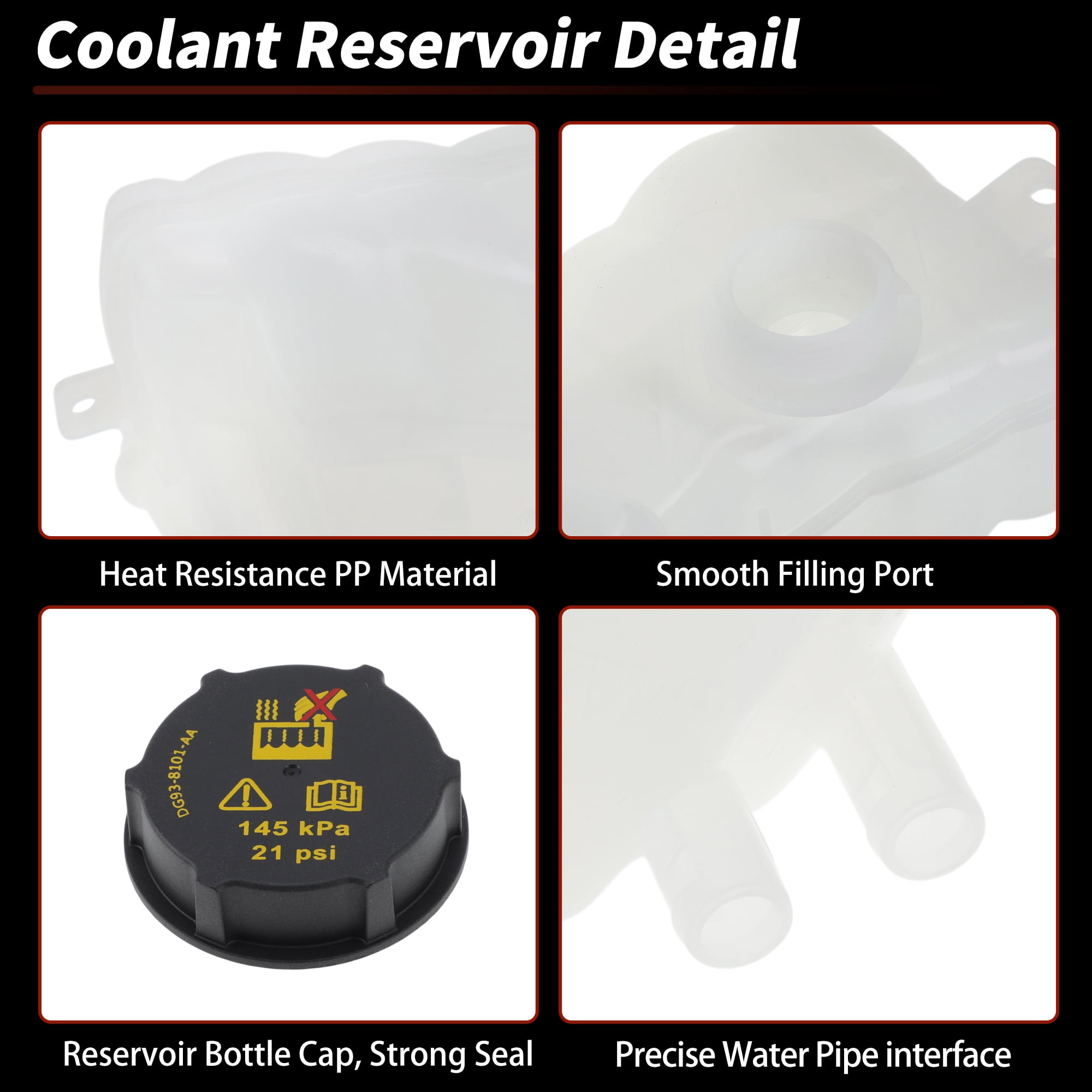 Coolant Expansion Reservoir Tank with Cap for Ford Fusion 2013-2020 Pressurized Radiator Coolant Overflow Reservoir Recovery Tank for Lincoln MKZ No.603-316/DG9Z8A080A/HG9Z8A080B