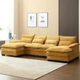 thumbnail image 3 of Aukfa 110" Sectional Sofa Overstuffed U shape Couch for Living Room, 4 Lumbar Pillow, Boucle, Mustard, 3 of 11