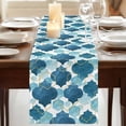 thumbnail image 3 of Table Runners 90 Inches Long Dress Scarves, Blue Geometric Moroccan Farmhouse Coffee/Dining/Kitchen Table Runner for Living Room, Abstract Art Blue Ombre Modern 13x90 Inch, 3 of 9