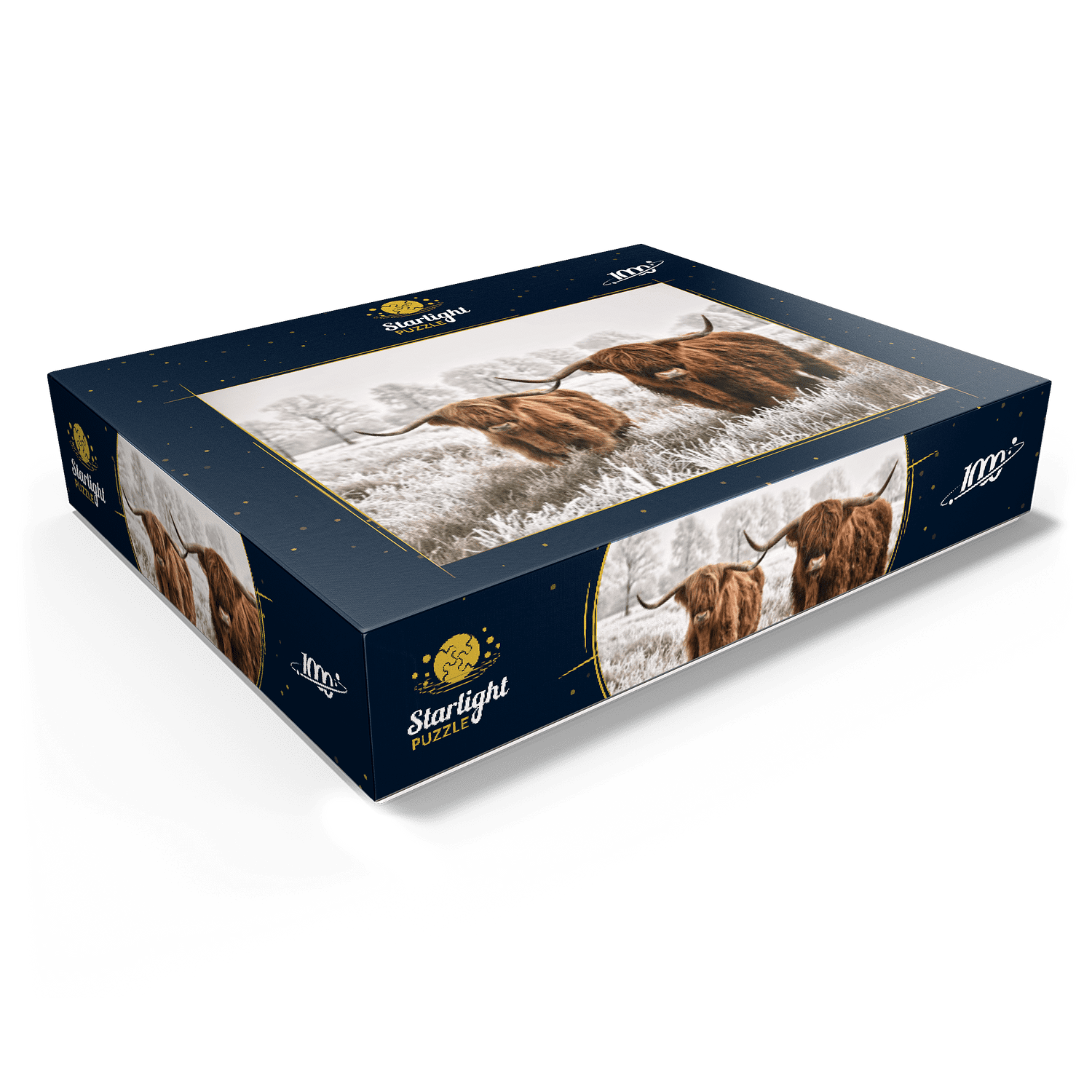 MyPuzzle - Hairy Scottish Highland Cattle In A Winter Landscape - Premium 1000 Piece Jigsaw Puzzle for Adults