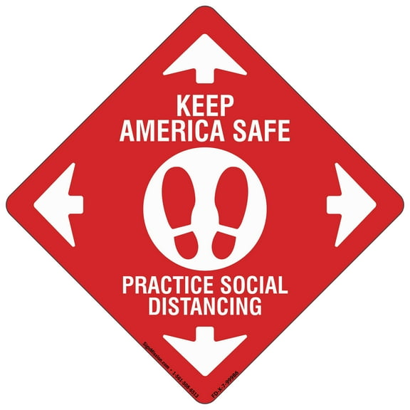 Coronavirus Keep America Safe Non-Slip Floor Graphic | 7" Vinyl Decal | Protect Your Business, Work Place & Customers | Â Made in The USA