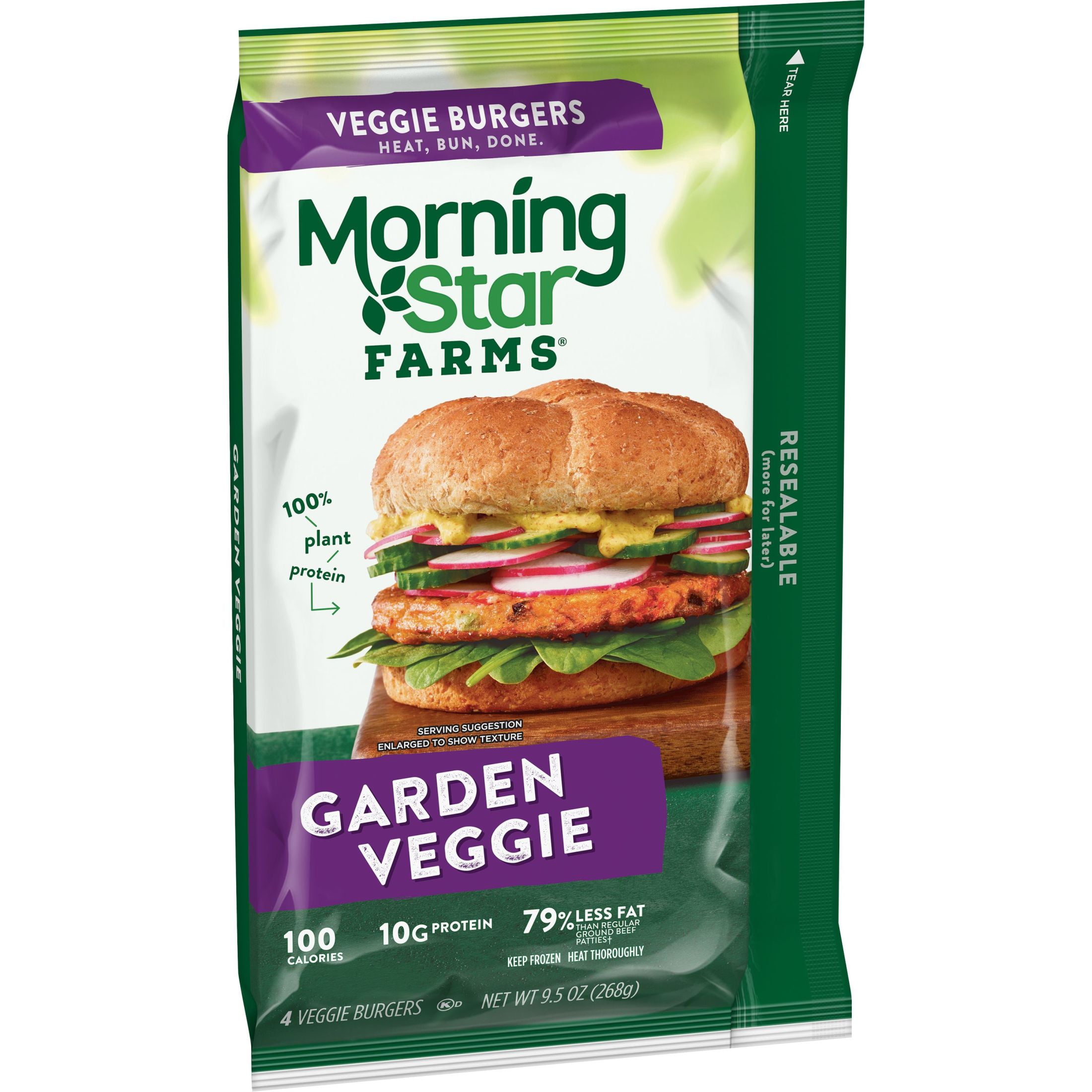 MorningStar Farms Veggie Burgers, Garden Veggie, 9.5 oz, Frozen