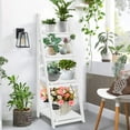thumbnail image 2 of Lohoms Plant Stand, 4-Tier Foldable Ladder Plant Stand Bookshelf, Flower Pot Rack Wooden Storage Shelf Display Holder, White, 2 of 7