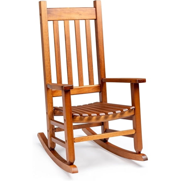Alpinel Wood Children's Rocking Chair, Designed for Kids Ages 6-10, Natural | All-Weather Porch Rocker and Suitable for Garden, Yard, Balcony, Patio, Indoor or Outdoor Use