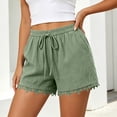 thumbnail image 6 of Loose Shorts Women Summer Women’s Lace Hem Shorts, Elastic Waist Drawstring Casual Beach Bottoms, Summer Loose Fits Comfy Vacation Shorts Green XXL, 6 of 8