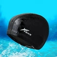 thumbnail image 3 of Men Women Adults Free Size Elastic Waterproof PU Fabric Swim Cap Long Hair Ears Protection Hat Sports Swim Pool Hat Swimming Cap, 3 of 6