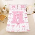 thumbnail image 5 of Manfei Aesthetic Pink Bow Bed Sheets For Girls,3D Fashion Letter H Monogram Letter King Sheets For Kids,4pcs, 5 of 6