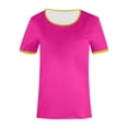 thumbnail image 4 of OOOUM Women Basic T Shirts Solid Color Short Sleeve Ringer Tee Shirt Comfort Modern Fit Casual Summer Tops Hot Pink M, 4 of 4