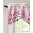 thumbnail image 3 of Christmas Snowman Pink Christmas Tree Window Curtain for Living Room Christmas Kitchen Cabinet Tie-up Valance Curtain Rod Pocket, 3 of 6