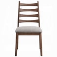 thumbnail image 2 of Mea Dining Side Chair Set of 2-Slatted Back-Gray Linen Seat-Brown, 2 of 6