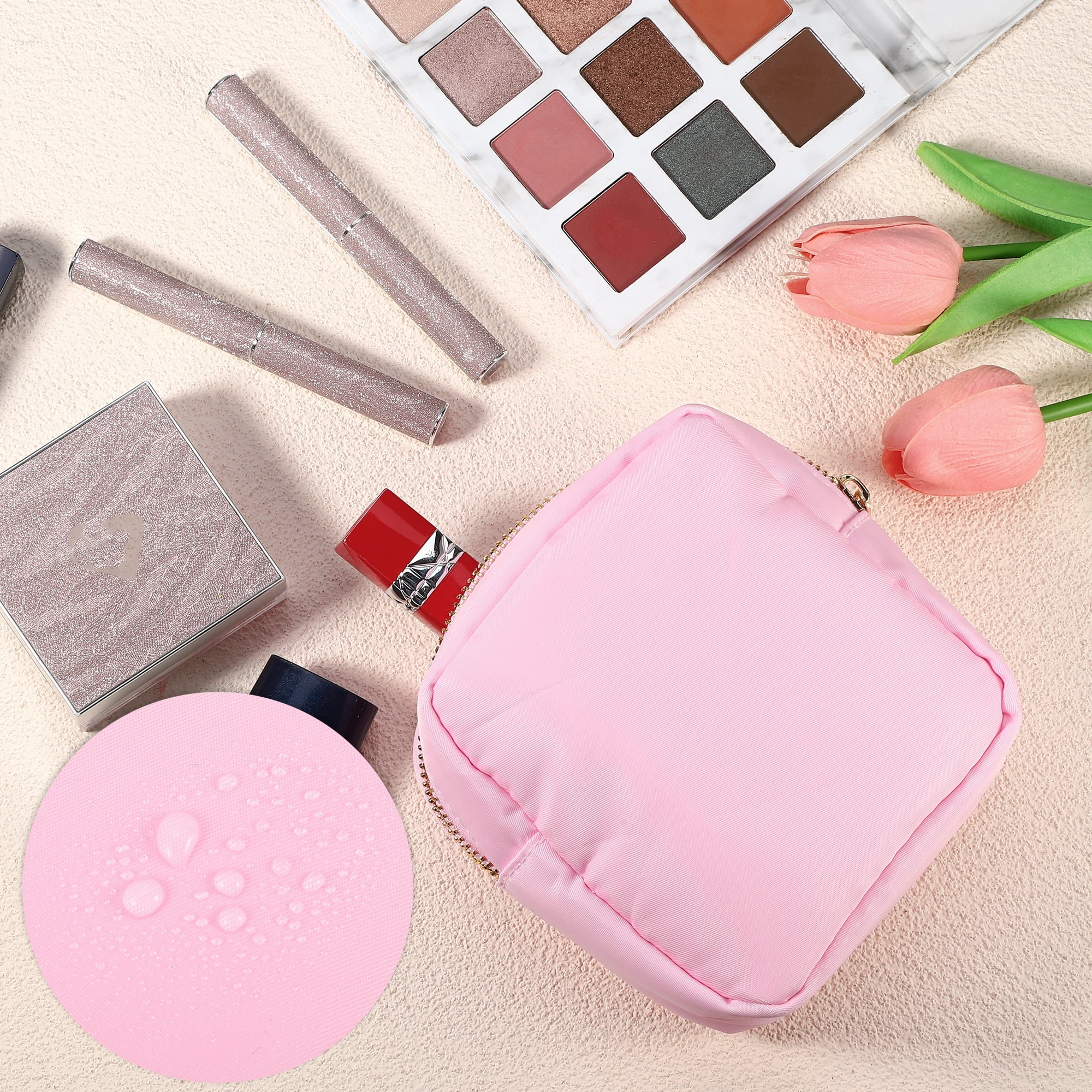 Unique Bargains Women Waterproof Makeup Bag for Business Travel Vacation Gym Light Pink