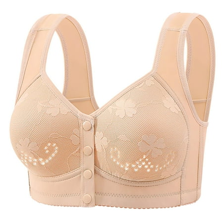 Riforla New Thin Wide Strap Soft Wireless Bra for Plus Size Women Womens Bras Beige_002 38