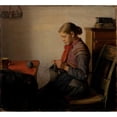thumbnail image 2 of Michael Ancher 22x20 Black Ornate Framed Double Matted Museum Art Print Titled: Skagen Girl, Maren Sofie, Knitting. (1882), 2 of 5