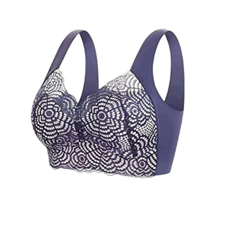 

Push Up Wireless Bras for Women Large Bust Wire Free Adjustable Bras Christmas Thanksgiving Birthday Gift Blue M