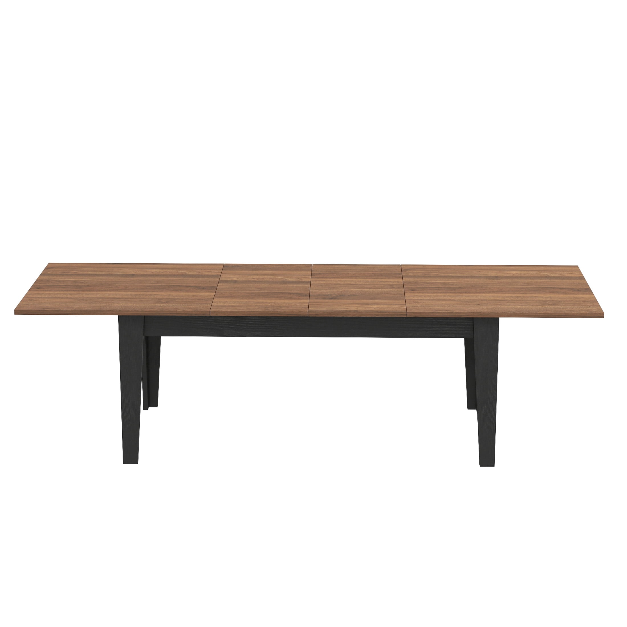 Noble House Lauren 106.5" Extendable Dining Table, Woodgrain Top, Modern Rectangular Wooden Kitchen Table, Walnut Black