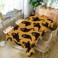 thumbnail image 2 of Duangreer Halloween Rectangle Tablecloth, Orange Black Ghost Print, Waterproof Wrinkle Resistant Table Cover for Party Picnic Indoor Outdoor Decor, 60 x 102 Inch, 2 of 6