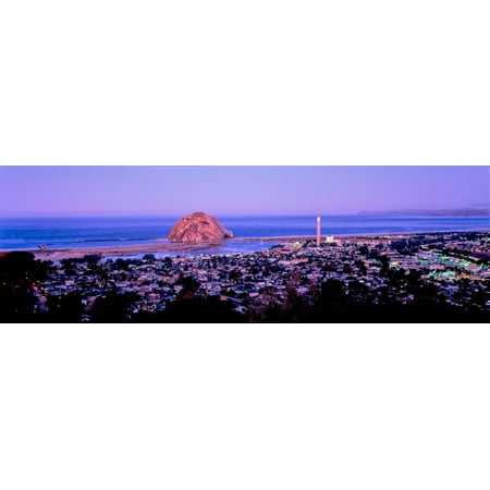 Elevated view of city at waterfront during sunset Morro Bay San Luis Obispo County California USA Poster