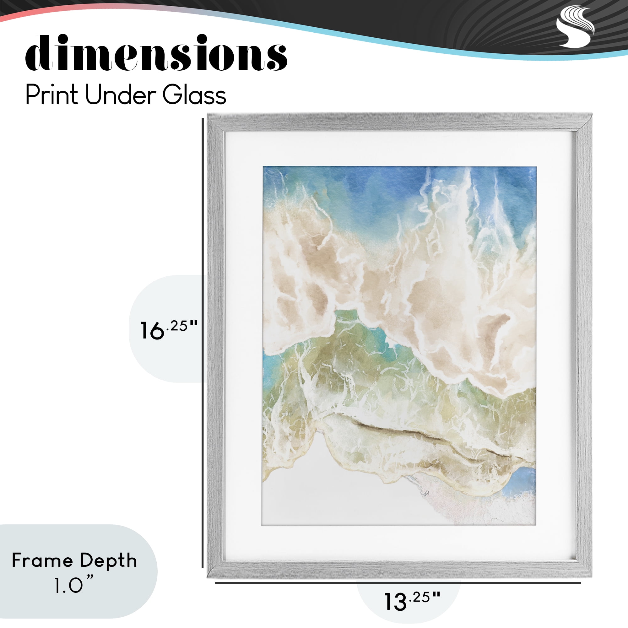 Stupell Industries Washed Away Tide Abstract Gray Framed Print Under Glass, design by Jesse Keith
