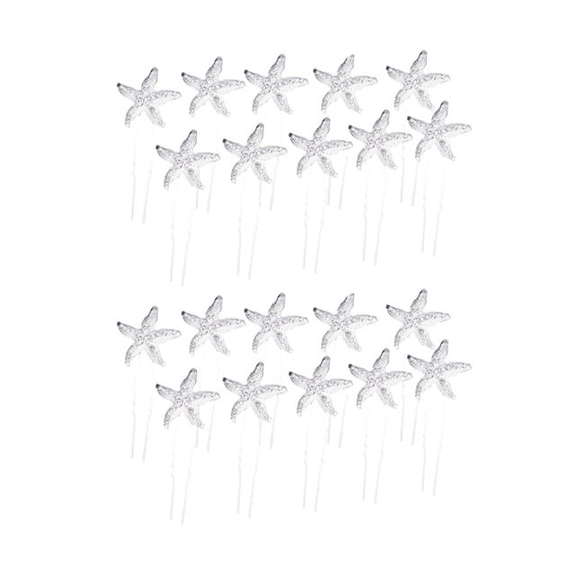 20Pcs Sea Star Shape Hair Rhinestone Delicate U Shape Hairpins Jewelry Decoration for Bride Wedding