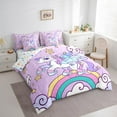 thumbnail image 3 of Erosebridal Chic Unicorn Bedding Sets Twin Size,Cartoon Rainbow Comforter Sets with Sheets,Multicolor Stars Bed in a Bag Twin Size For Girls,Breathable Room Decoration Reversible,7-Piece, 3 of 7