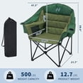 thumbnail image 3 of ABORON Oversized Camping Chair for Adults, Heavy Duty Folding Chairs with Cooler Bag and Cup Holder, Padded Folding Chair for Outdoor Sports, Camping, Patio and Beach, Supprts 500 lbs - Green XXL, 3 of 10