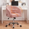 thumbnail image 6 of YANG2 Cute Desk Chair Velvet Vanity Chair with Wheels Home Office Upholstered Modern Swivel Armchair with Tufted Barrel Back for Study, Vanity-Velvet-Pink, 6 of 10