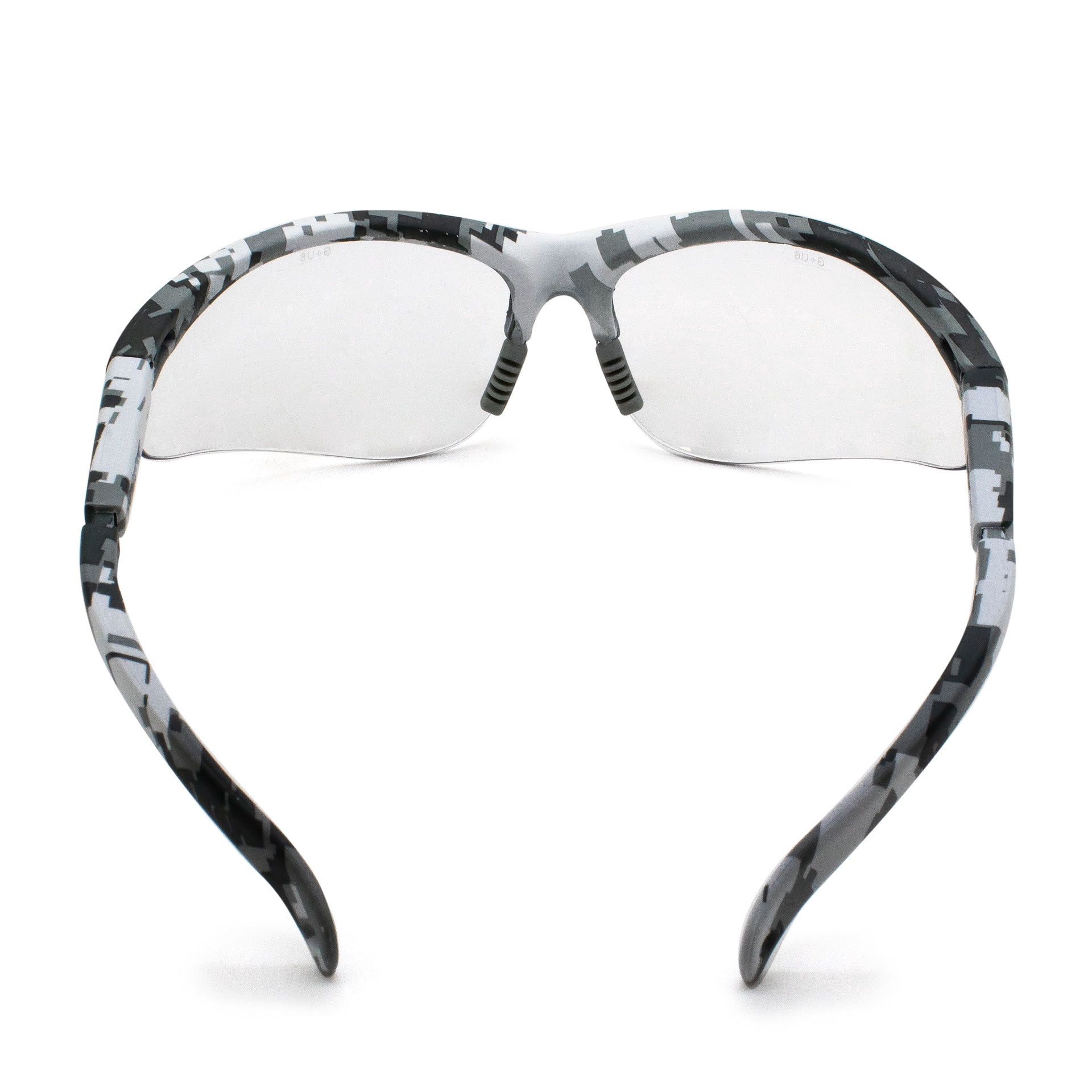 SafetyVU Safety Glasses, Clear Lens, Semi Grey Camo Frame, ANSI Z87.1