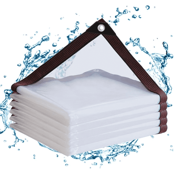 Clear Thicken Waterproof Tarp, 6 x 10 FT Rainproof Covering, Heavy Duty Anti Tear Tarp with Grommets, Windproof and Snowproof Poly Tarpaulin for Patio, Plants, Henhouse, Garden, Porch