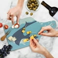 thumbnail image 4 of Yellow Submarine Cutting Board, Shark with Vessel in Ocean Bubbles Under Sea Theme Animals Cartoon, Tempered Glass Cutting and Serving Board, Wine Bottle Shape, Blue Grey Yellow, by Ambesonne, 4 of 5