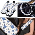 thumbnail image 2 of Jeiento Sea Turtle Car Seat Covers Full Set with Steering Wheel Cover, Seat Belt Cover, Console Armrest Pad, Auto Keychains, Cup Coasters Floral Interior Automotive Accessory Decor Fit for SUV Van, 2 of 7