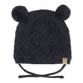 thumbnail image 1 of Calikids Knit Soft Touch Pom Pom Winter Hat - Black Ink (XS, 0-3 Months), 1 of 2