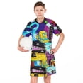 thumbnail image 6 of Boys Geometry Dash Short Sleeve Mesh T-Shirt And Shorts Outfit Set Summer Clothes Set for Kids, 6 of 7