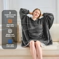 thumbnail image 3 of PMONPA Heated Wearable Blanket, Oversized Wearable Heated Blanket for Adult, Sherpa Fleece Blanket Hoodie, One Size, Grey, 3 of 8