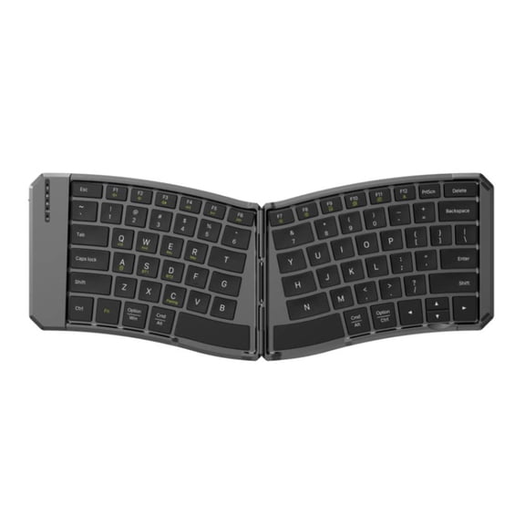 Ergonomic Foldable Bluetooth Keyboard, Ultra-Slim Portable Rechargeable Wireless Keyboard with Silent Keys, for Tablet Laptop Smartphone Travel Office